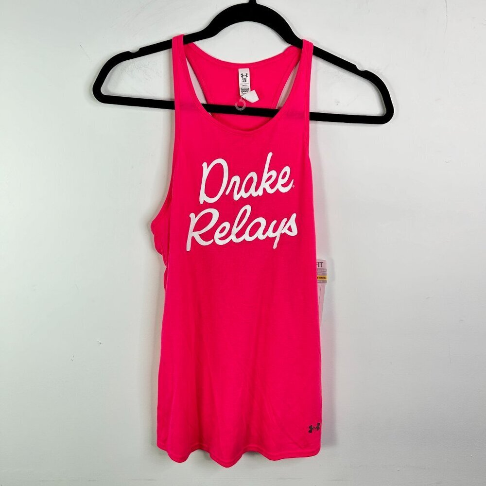 Under Armour Women's heatgear pink Drake Relays Tank Top Size S - NWT